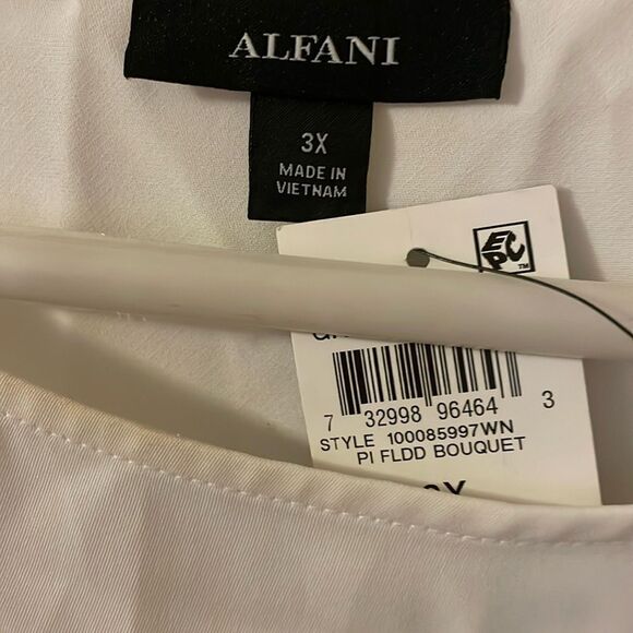 NWT Alfani plus size 3x loose tie top pink white abstract design women’s blouse - Picture 9 of 11